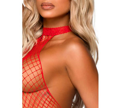 Еротичний сітчастий бодістокінг Leg Avenue Racer neck bodystocking Red