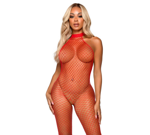 Еротичний сітчастий бодістокінг Leg Avenue Racer neck bodystocking Red