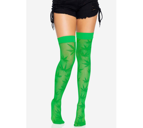 Панчохи з малюнком Leg Avenue 420 Net thigh highs Green