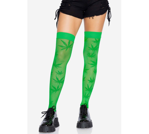 Панчохи з малюнком Leg Avenue 420 Net thigh highs Green