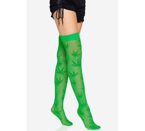 Панчохи з малюнком Leg Avenue 420 Net thigh highs Green