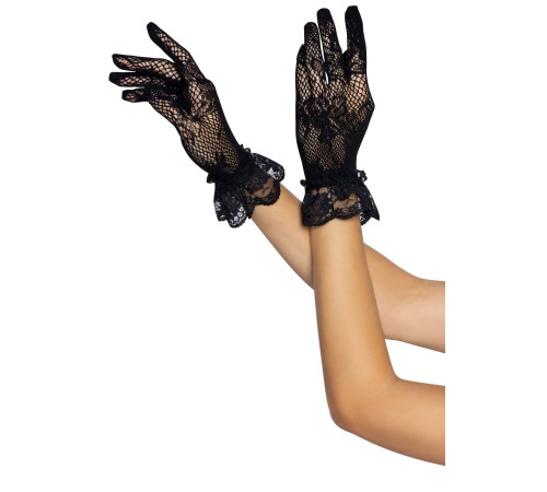 Короткі рукавички Leg Avenue Floral lace wristlength gloves Black