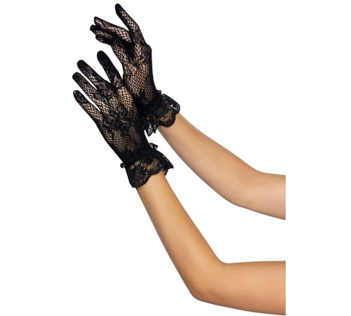 Короткі рукавички Leg Avenue Floral lace wristlength gloves Black