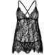 Сорочка бебі-дол Leg Avenue Floral lace babydoll & string Black M, стрінги