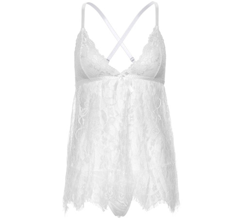 Сорочка бебі-дол Leg Avenue Floral lace babydoll & string White S, стрінги