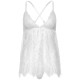 Сорочка бебі-дол Leg Avenue Floral lace babydoll & string White M, стрінги