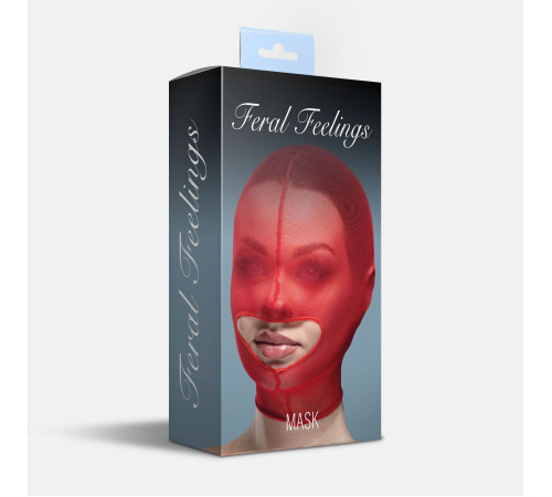 Маска сітка із відкритим ротом Feral Feelings - Hood Mask Red