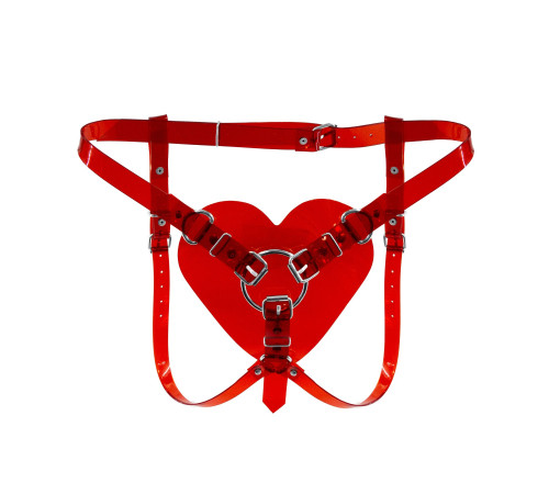 Трусики Серце для страпону Feral Feelings - Hearts Strap-on Belt Red Trasparent