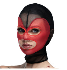 Маска серце сітка з відкритим ротом та очима Feral Feelings - Hearts Mask Black/Red