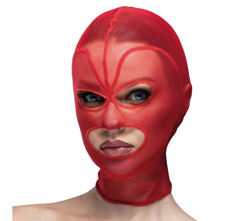 Маска серце сітка з відкритим ротом та очима Feral Feelings - Hearts Mask Red/Red