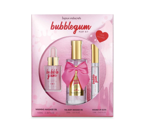 Подарунковий набір косметики Bijoux Indiscrets Bubblegum Play Kit, масажна олія, гель, блиск