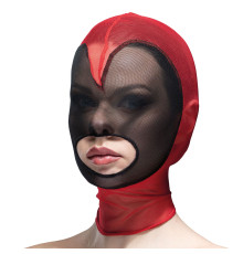 Маска серце сітка з відкритим ротом Feral Feelings - Hearts Mask Red/Black