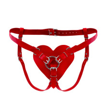 Трусики Серце для страпону з натуральної шкіри Feral Feelings - Hearts Strap-on Belt Red