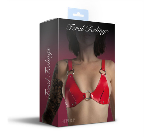 Ліф з натуральної шкіри Feral Feelings - Bikini Top Red