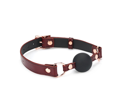 Силіконовий кляп Liebe Seele Wine Red Ball Gag, діаметр кульки 4,3 см, ремінь із натуральної шкіри