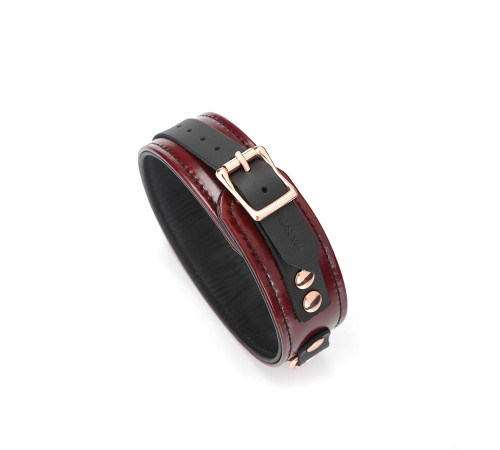 Шкіряний нашийник з повідцем Liebe Seele Wine Red Collar and Leash, 3 кільця для кріплення