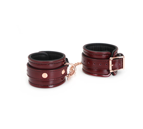 Шкіряні наручники Liebe Seele Wine Red Wrist Cuffs, знімний ланцюжок-кріплення