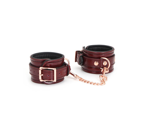 Шкіряні наручники Liebe Seele Wine Red Wrist Cuffs, знімний ланцюжок-кріплення