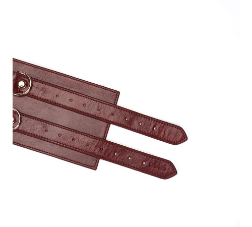 Шкіряний пояс для бондажу Liebe Seele Wine Red Waist Cuff, S Size