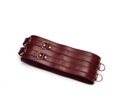 Шкіряний пояс для бондажу Liebe Seele Wine Red Waist Cuff, S Size