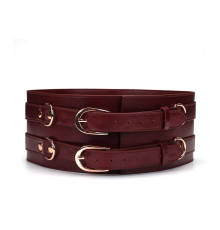 Шкіряний пояс для бондажу Liebe Seele Wine Red Waist Cuff, S Size