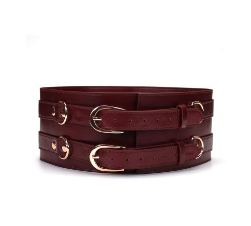 Шкіряний пояс для бондажу Liebe Seele Wine Red Waist Cuff, S Size