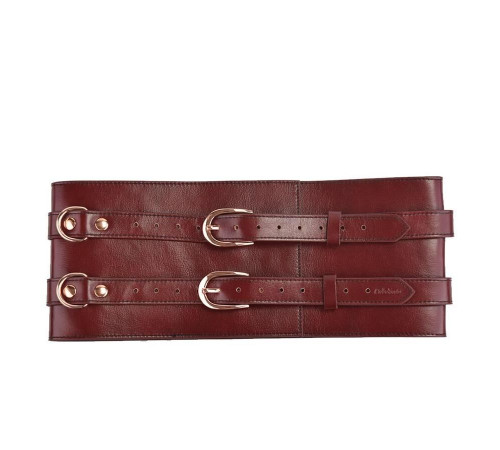 Шкіряний пояс для бондажу Liebe Seele Wine Red Waist Cuff, S Size