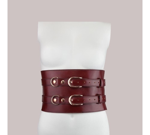 Шкіряний пояс для бондажу Liebe Seele Wine Red Waist Cuff, S Size