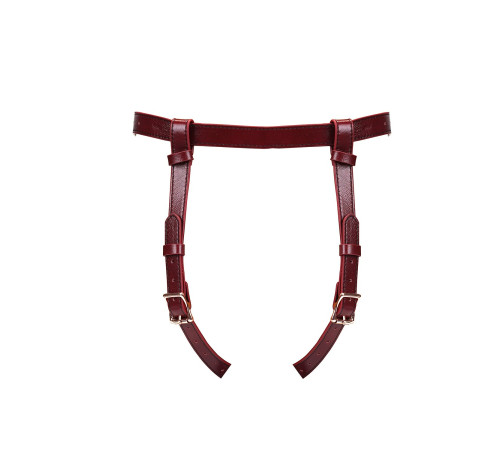 Шкіряні трусики для страпона Liebe Seele Wine Red Strap on Harness, універсальний розмір