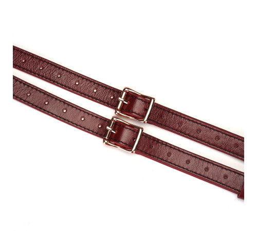 Шкіряні трусики для страпона Liebe Seele Wine Red Strap on Harness, універсальний розмір