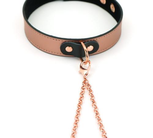 Нашийник із затискачами для сосків Liebe Seele Rose Gold Memory Collar with Nipple Clamps