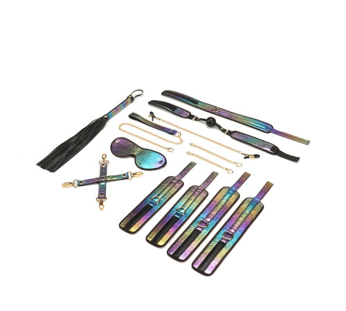 БДСМ-набір Liebe Seele Vivid Rainbow 8 Pieces Set, 8 аксесуарів, екошкіра на оксамитовій основі