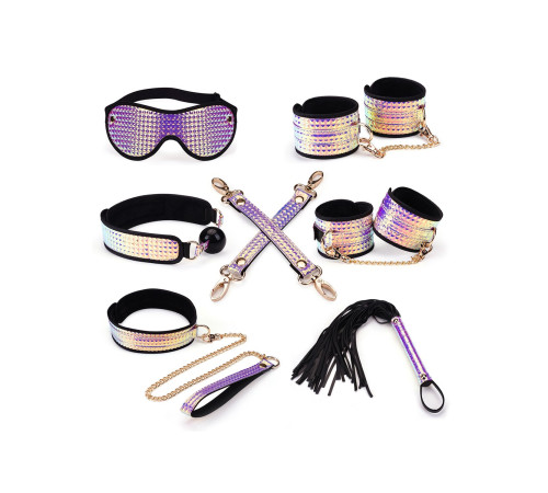 Набір Liebe Seele Pink G lossy 7pcs Bondage Kit, фіксатори, нашийник з повідцем, кляп, флогер, маска