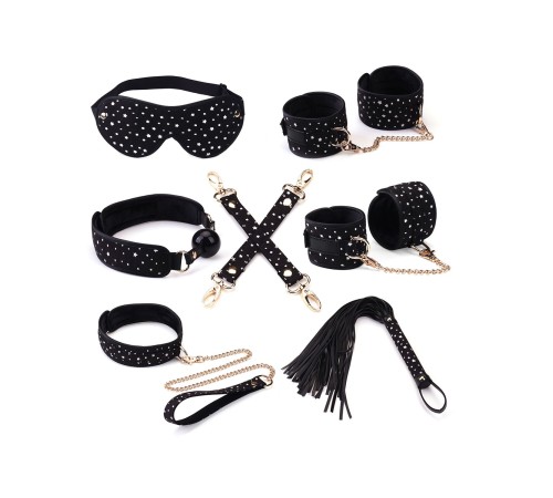 Набір Liebe Seele Stary Nights 7pcs Bondage Kit, фіксатори, нашийник з повідцем, кляп, флогер, маска