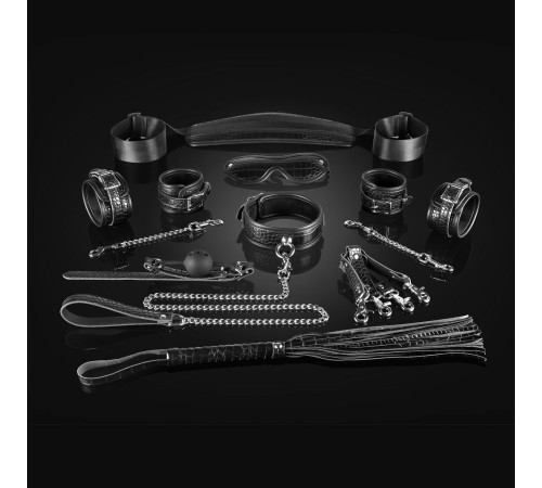 Набір Liebe Seele Temptation Bondage 8pcs Kit, фіксатори, нашийник з повідцем, кляп, флогер, маска