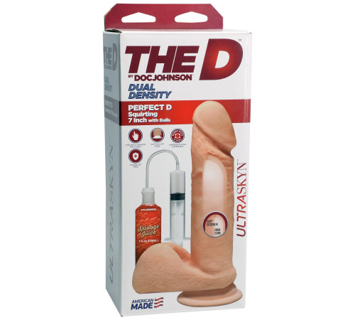 Фалоімітатор, що кінчає, Doc Johnson The D ULTRASKYN Perfect D Squirting – 7 Inch, діаметр 4,3 см