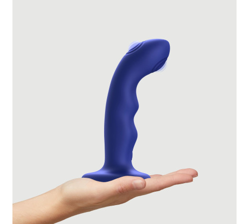 Насадка для страпона з подвійною точковою пульсацією Strap-On-Me TAPPING DILDO WAVE – NIGHT BLUE, М