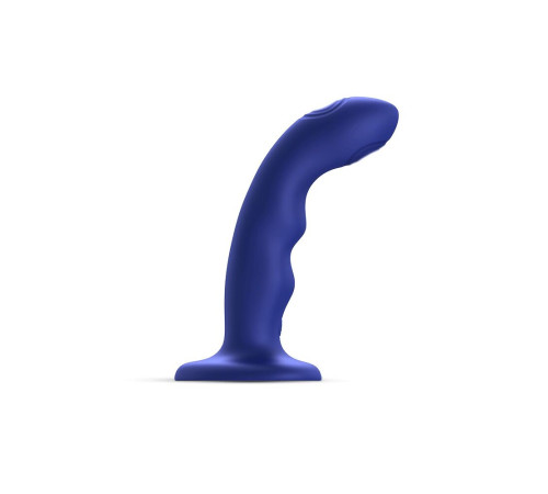 Насадка для страпона з подвійною точковою пульсацією Strap-On-Me TAPPING DILDO WAVE – NIGHT BLUE, М