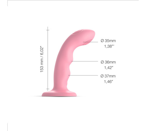 Насадка для страпона з подвійною точковою пульсацією Strap-On-Me TAPPING DILDO WAVE – CORAL PINK, М