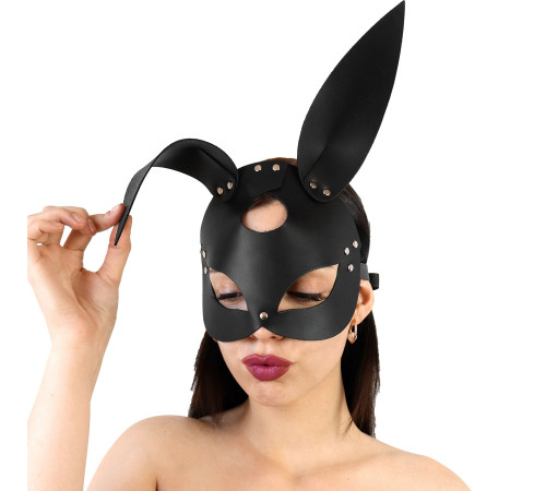 Шкіряна маска Зайчика Art of Sex - Bunny mask, колір Чорний