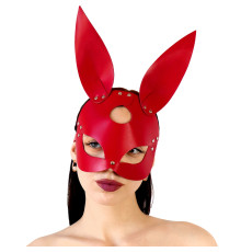 Шкіряна маска Зайчика Art of Sex - Bunny mask, колір Червоний