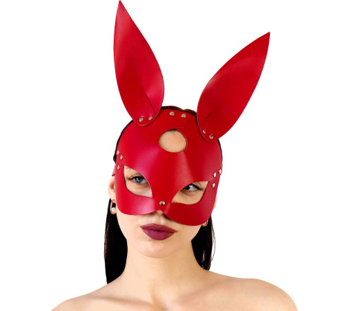 Шкіряна маска Зайчика Art of Sex - Bunny mask, колір Червоний