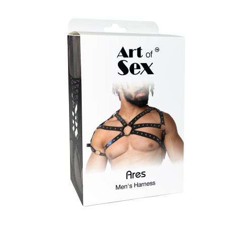 Чоловіча портупея Art of Sex - Ares, натуральна шкіра, колір Чорний, розмір L-2XL