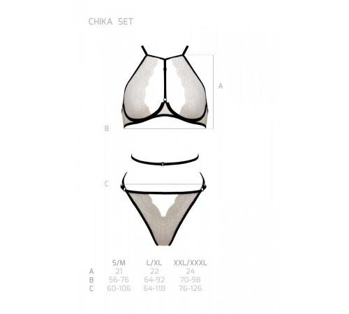 Комплект білизни Passion CHIKA SET, L/XL, cream, топ, трусики