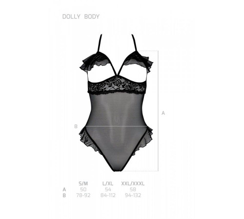 Еротичне боді Passion DOLLY BODY, L/XL, black, з відкритими чашками