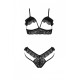 Еротичний комплект Passion DOLLY SET, L/XL, black, з відкритими чашками