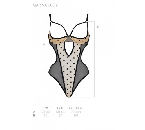 Еротичне боді Passion MARINA BODY, L/XL, beige, з відкритими чашками