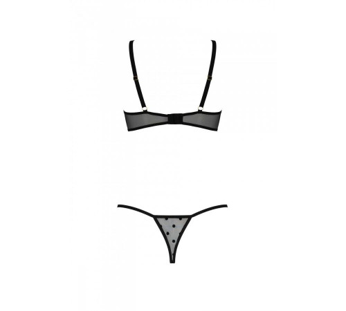 Еротичний комплект Passion MARINA SET WITH OPEN BRA, L/XL, black, відкриті чашки