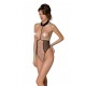 Еротичне боді Passion TRISHA BODY, XXL/XXXL, beige, з відкритими чашками