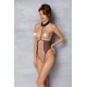 Еротичне боді Passion TRISHA BODY, XXL/XXXL, beige, з відкритими чашками